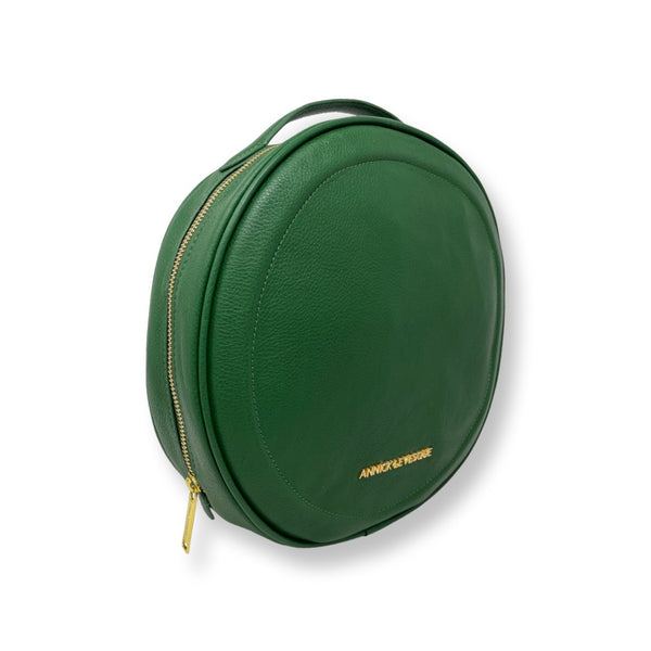 Green Leather Round Bag, Heidi 