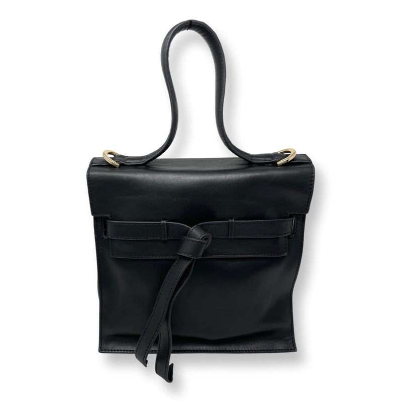 Black Genuine Leather Flap Bag, Roxanne