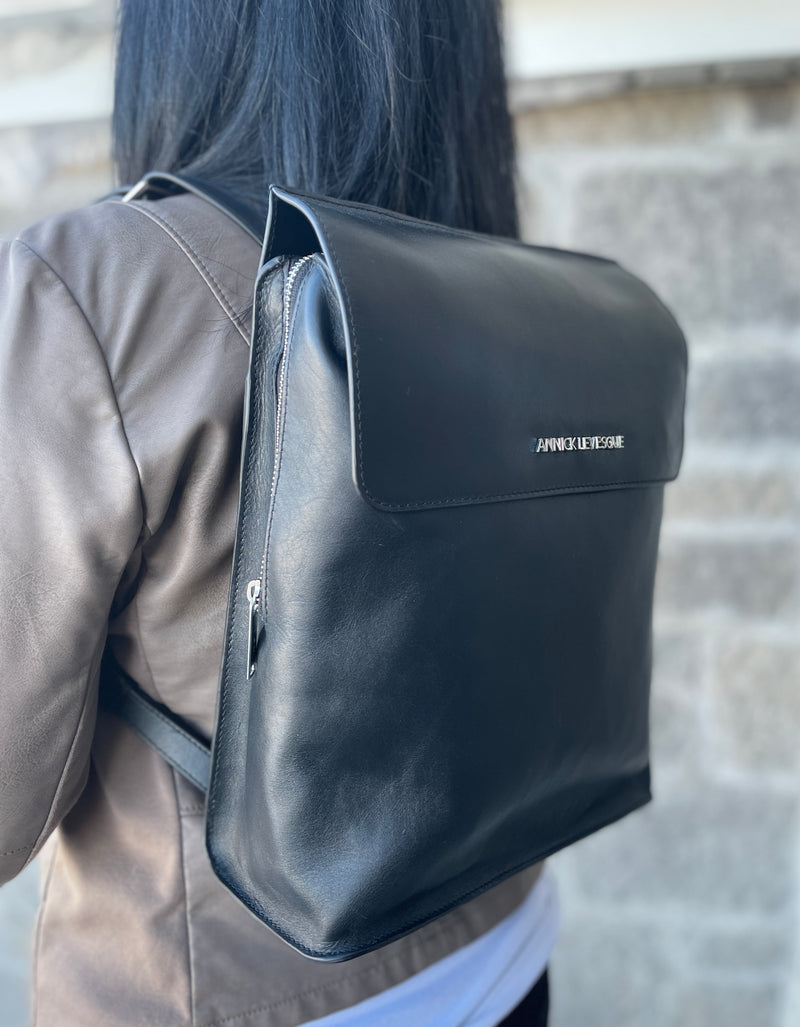 Leather Black backpack, Antoinette