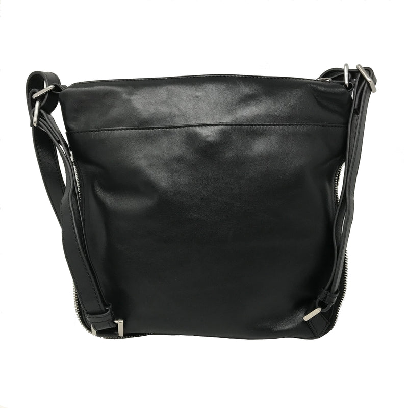 Black 2 in 1 Leather Handbag and Backpack, Josée